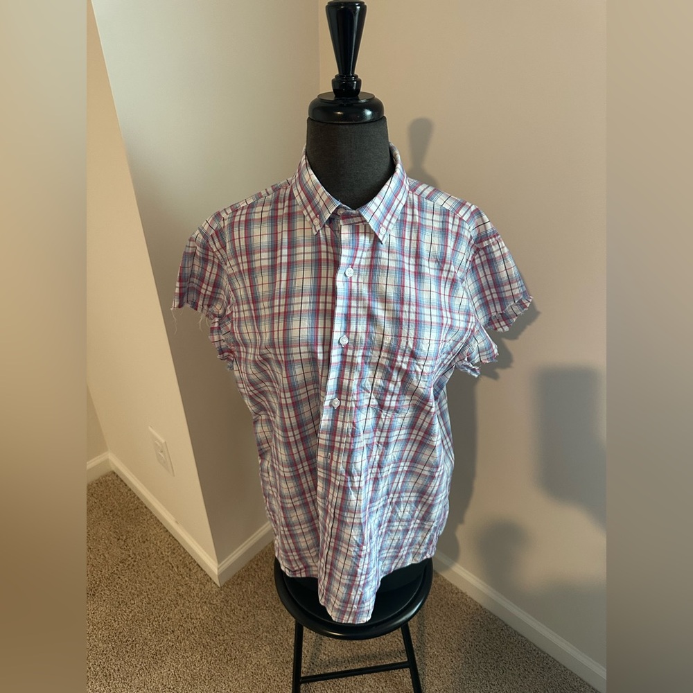 Men's Plaid Shirt - Red and Blue